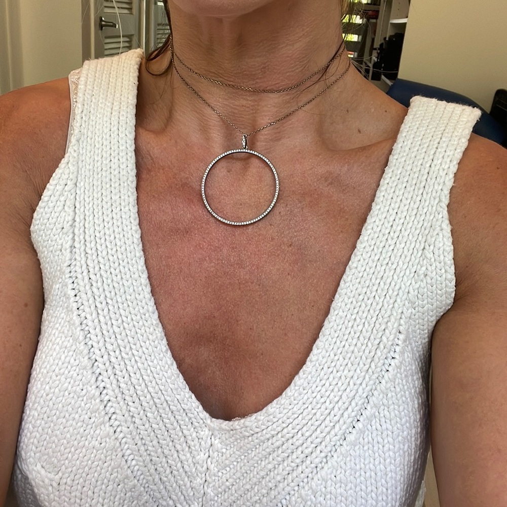 Kurshuni 925 silver circle CZ necklace